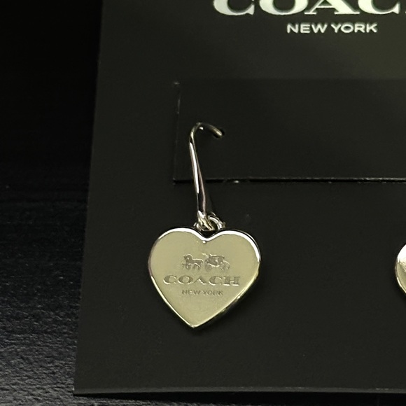 Coach Silver Heart Drop Earrings - Picture 3 of 3